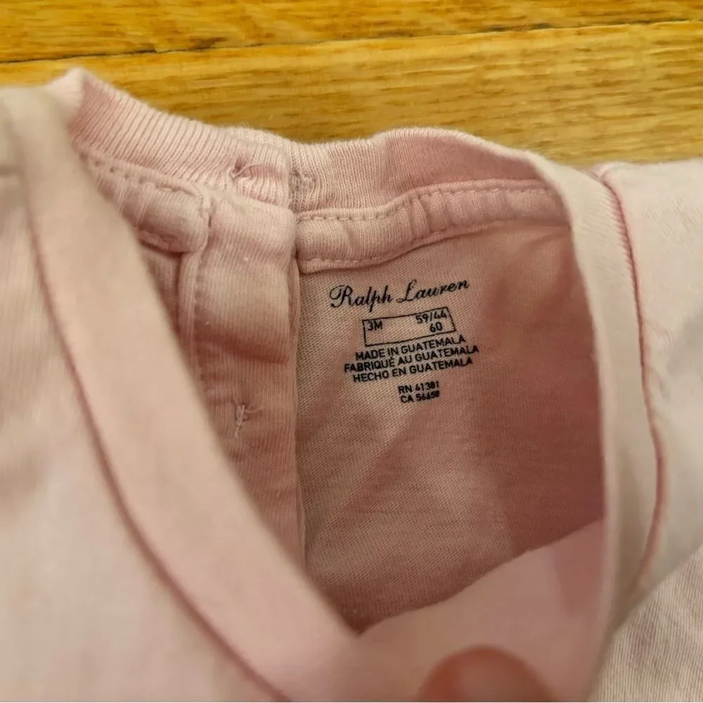 Ralph Lauren Polo Bear Cheer Cheerleading light pink short sleeve tee shirt